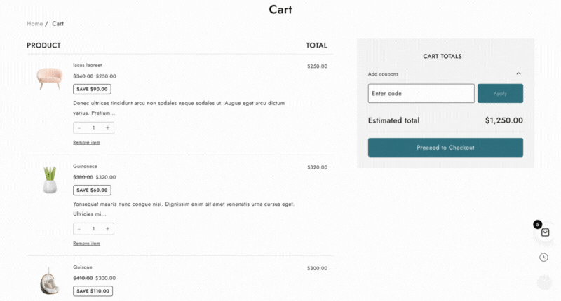 Customizable WooCommerce side-cart and floating cart layouts