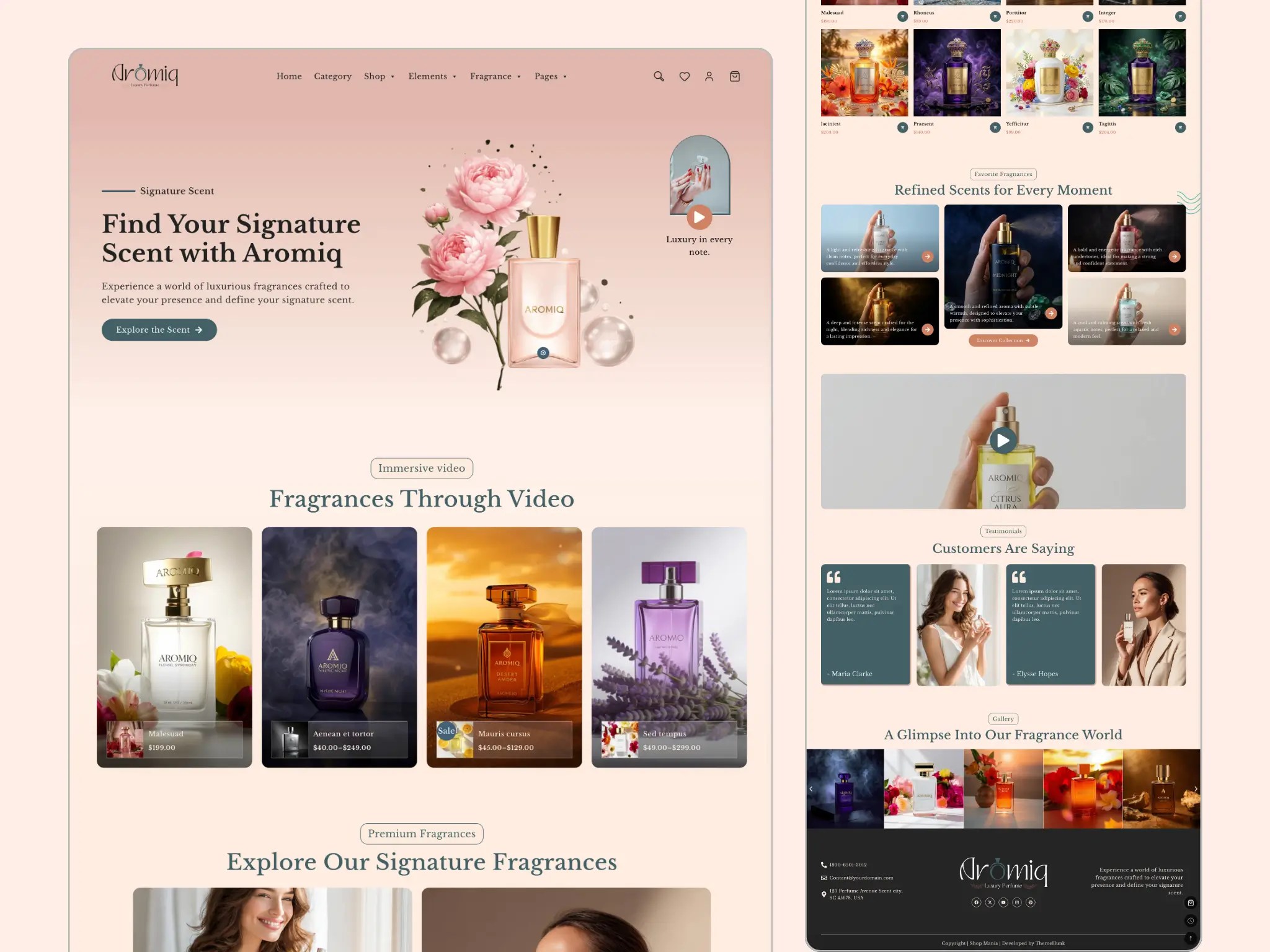 Perfume Website Template for WordPress eCommerce Site
