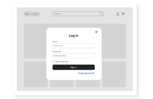 Professional WooCommerce login and registration popup window design for user accounts.