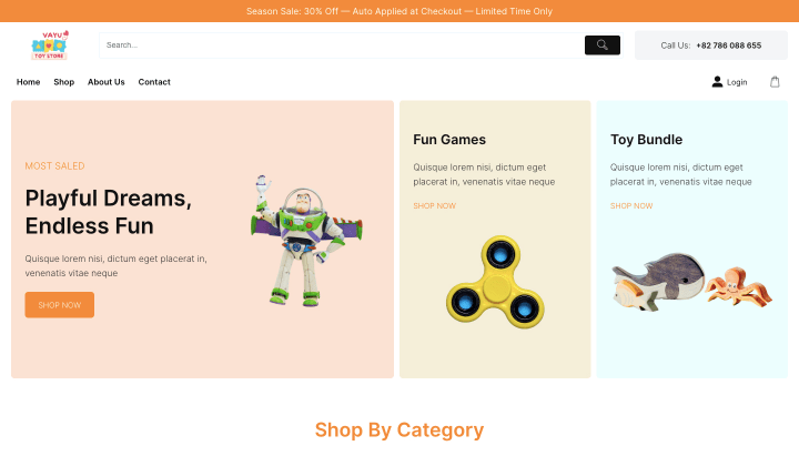 Vayu Toy Theme Template